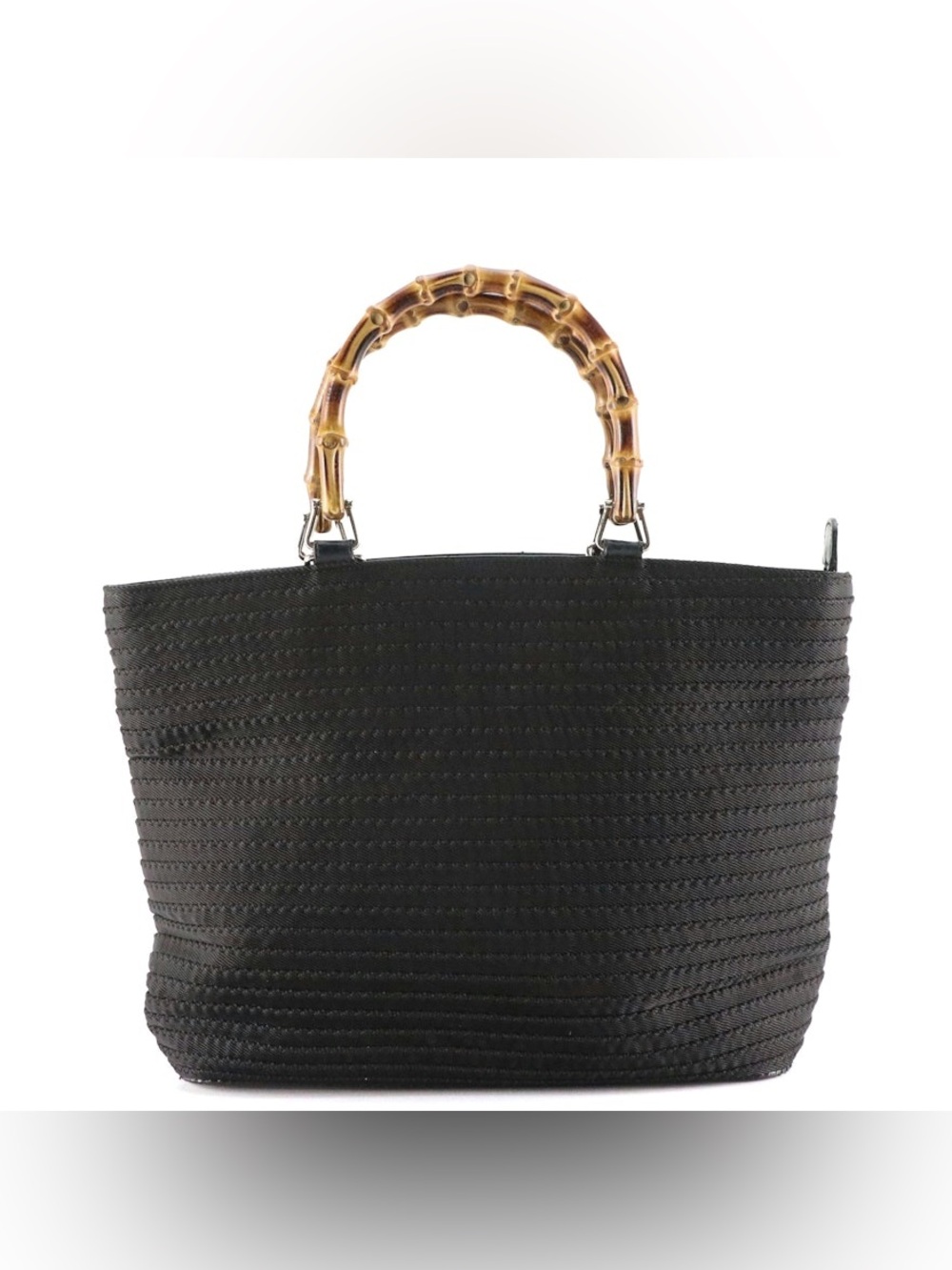 Gucci Black Nylon and Leather Bamboo Top Handle Bag